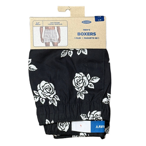 Mens Black & White Roses Boxer Shorts - Size Large - Old Navy - NWT
